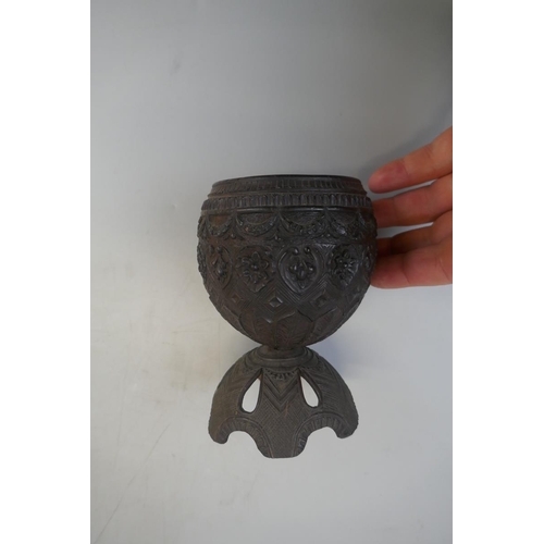 135 - Antique carved coconut goblet