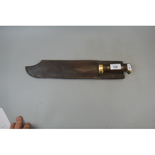 158 - Bowie knife in leather sheath