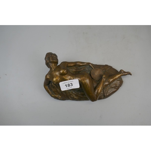 183 - Signed bronze - reclining nude