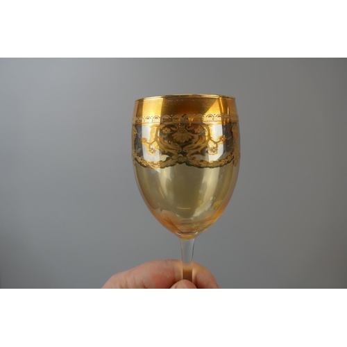 185 - Set of 6 gilt overlaid wine glasses