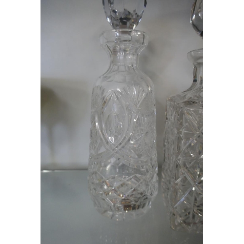 186 - 3 cut glass decanters