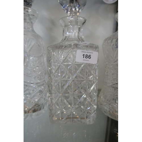 186 - 3 cut glass decanters