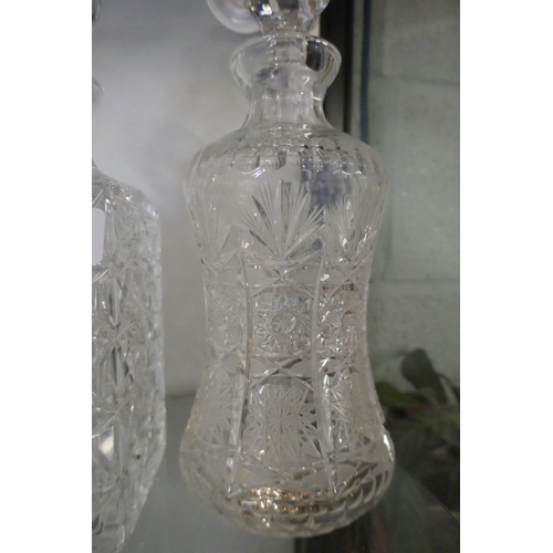 186 - 3 cut glass decanters