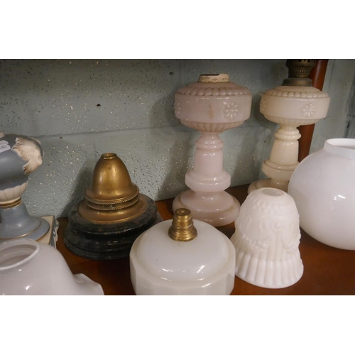 218 - Collection of oil lamp parts