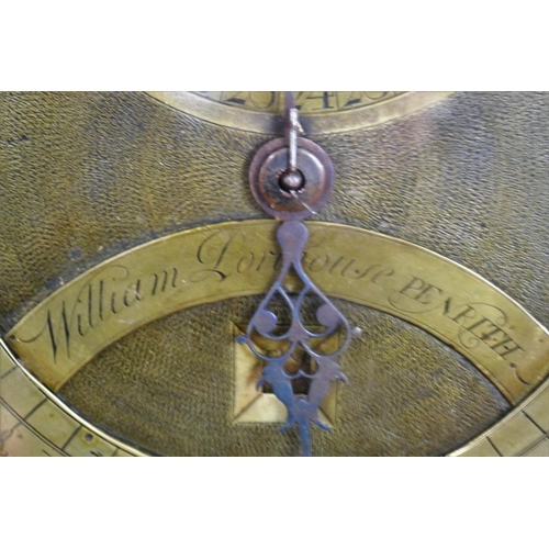 371 - Antique oak grandfather clock with brass face and 30 hour movement by William Porthouse, Penrith