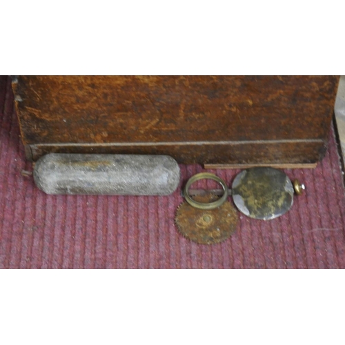 371 - Antique oak grandfather clock with brass face and 30 hour movement by William Porthouse, Penrith