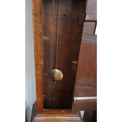 371 - Antique oak grandfather clock with brass face and 30 hour movement by William Porthouse, Penrith