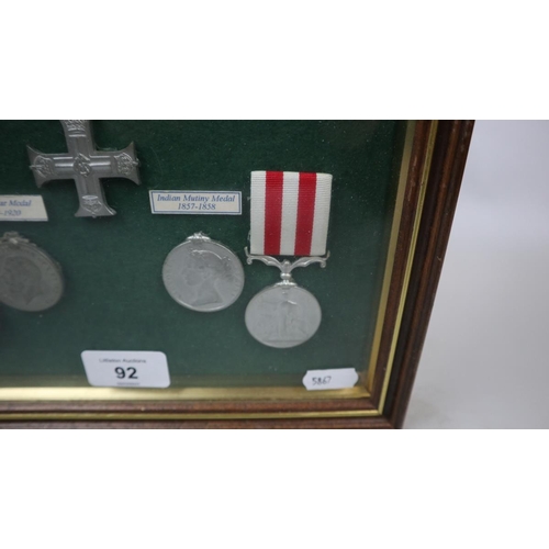 92 - Diorama of medals to include Waterloo, Crimiean etc