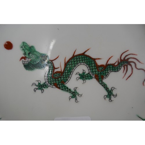 407 - Oriental dinner service adorned with green dragon