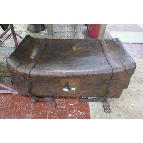 154 - Antique leather car trunk