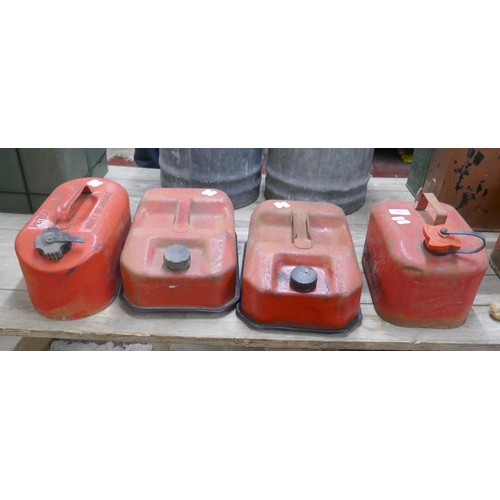 159 - 4 red petrol cans