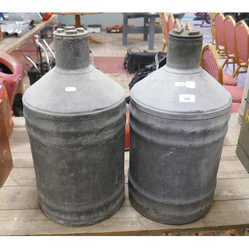 160 - 2 Vintage galvanised fuel cans