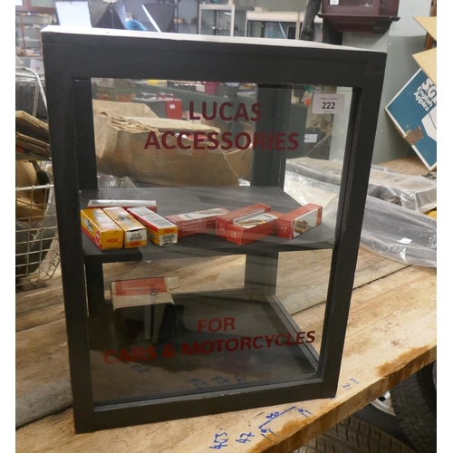 222 - Display cabinet marked Lucas accessories