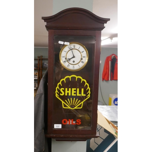 233 - Shell Oil advertising wall clock in working order