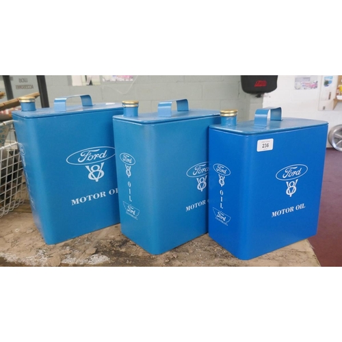 236 - 3 graduated novelty Ford Motor Oil storage boxes