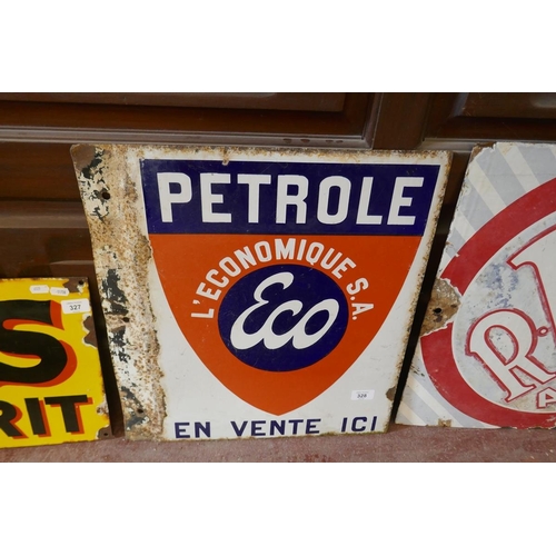 328 - Original double sided French enamel Petrole sign