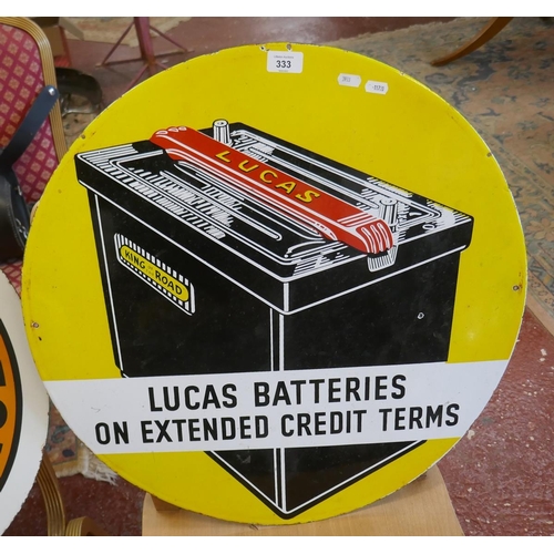 333 - Original circular Lucas Batteries enamel sign 61cm