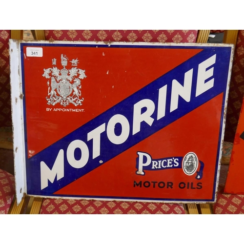 341 - Original double sided enamel sign - Prices Motorine Motor Oils