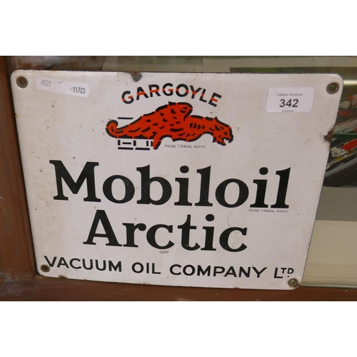 342 - Original Mobiloil Arctic enamel sign approx W: 28.5 x H: 23cm