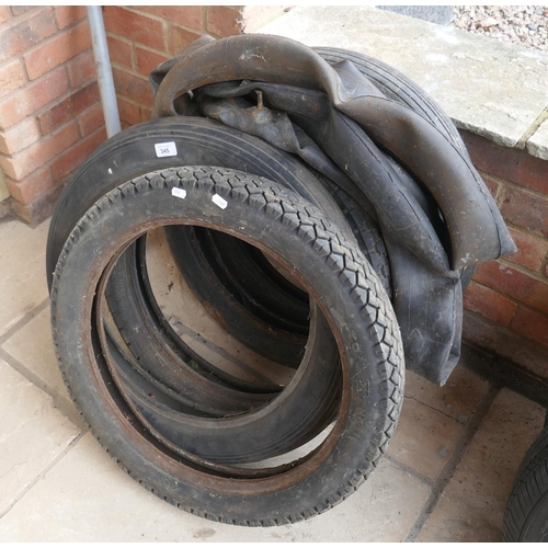 345 - Collection of motorcycle tyres & tubes
