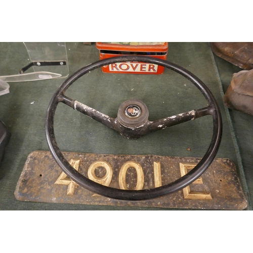 141 - A35 steering wheel number plate etc