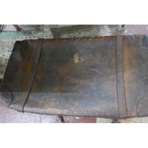 154 - Antique leather car trunk