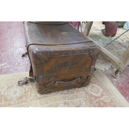 154 - Antique leather car trunk