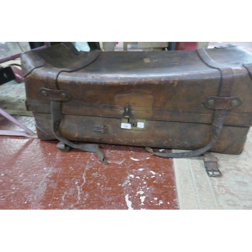 154 - Antique leather car trunk