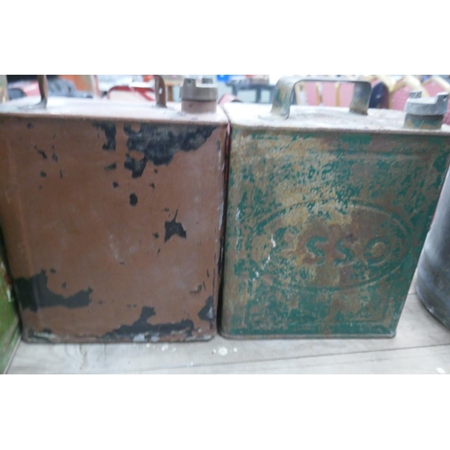 157 - Large Agri Castrol tin together with 2 vintage petrol cans