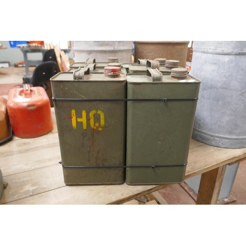 166 - 6 olive green petrol cans