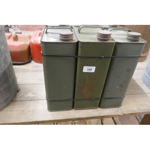 166 - 6 olive green petrol cans