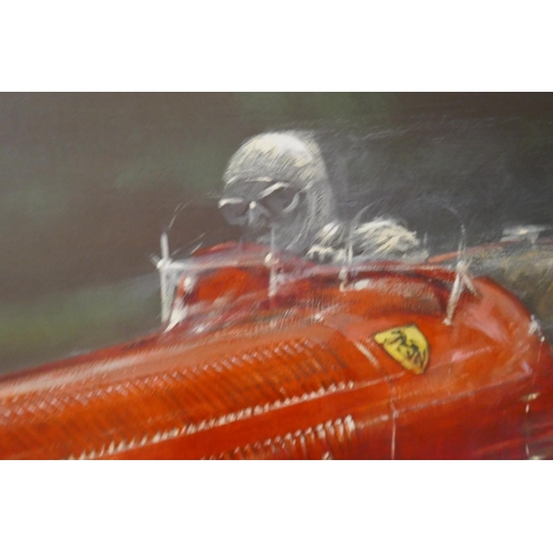 173 - Oil on board signed L (Lionel) Rouse 1911-1984 Red Ferrari