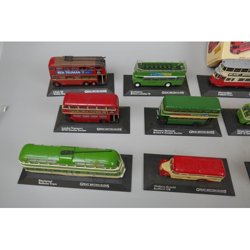 98 - Collection of die cast trams, buses & motorcycles