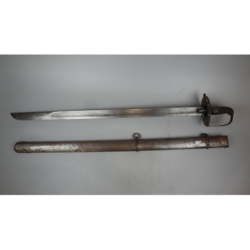 109 - Sharpe Special heavy cavalry sword- Sheath marked Osborne and Co Birmingham