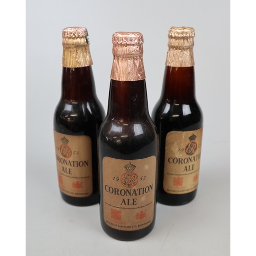 123 - 3 bottles of Mitchells and Butlers Coronation Ale 1953