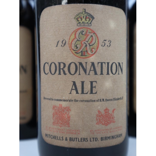 123 - 3 bottles of Mitchells and Butlers Coronation Ale 1953