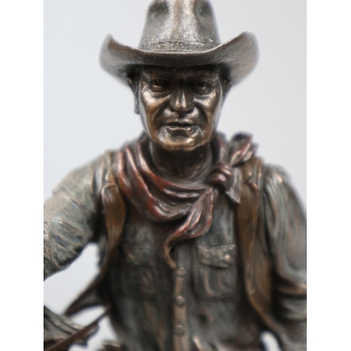 131 - Bronzed figure - John Wayne on horse - Approx height: 26cm