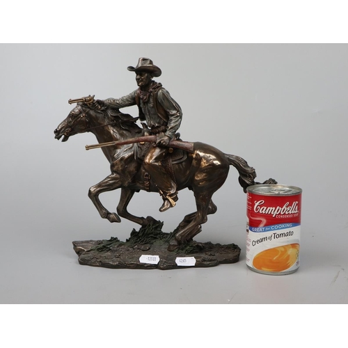 131 - Bronzed figure - John Wayne on horse - Approx height: 26cm