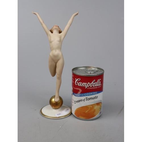 144 - Art Deco porcelain nude figure on a gold ball from Hutschenreuther - Approx height: 22cm