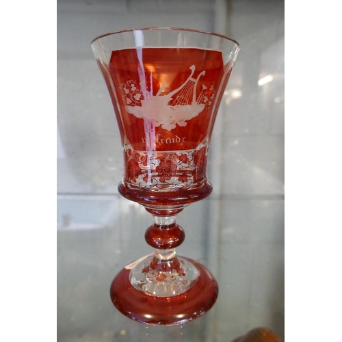 145 - Pair of Bohemein ruby glasses