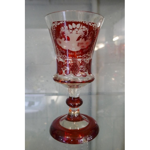 145 - Pair of Bohemein ruby glasses