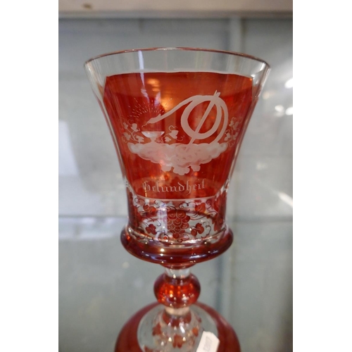 145 - Pair of Bohemein ruby glasses