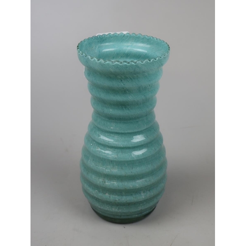 160 - Green Glass vase - possibly Monart - Approx height: 20cm