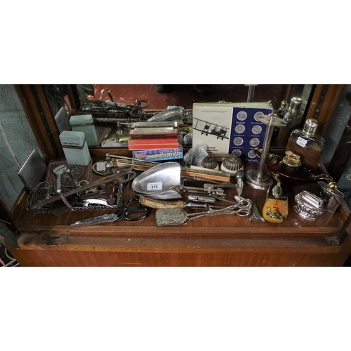 173 - Collectables to inclue table lighters, harmonicas etc