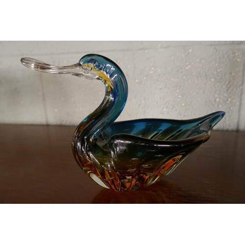 176 - Collection of coloured glass to include Murano style duck etc