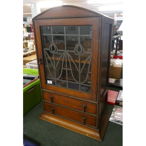 256 - Art Nouveau leaded table cabinet  - Approx size: W: 52cm D: 29cm H: 79cm