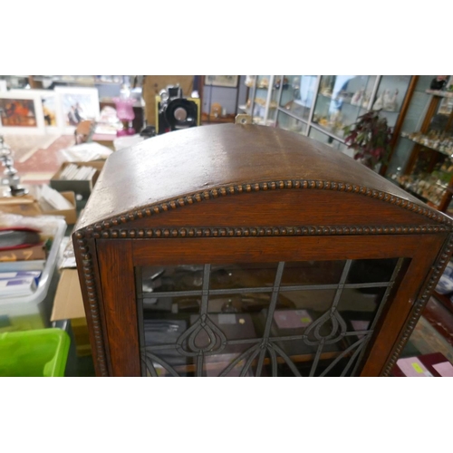 256 - Art Nouveau leaded table cabinet  - Approx size: W: 52cm D: 29cm H: 79cm