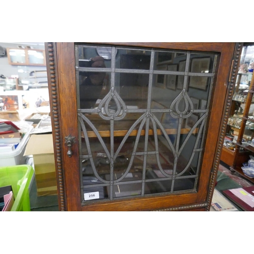 256 - Art Nouveau leaded table cabinet  - Approx size: W: 52cm D: 29cm H: 79cm