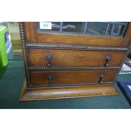 256 - Art Nouveau leaded table cabinet  - Approx size: W: 52cm D: 29cm H: 79cm