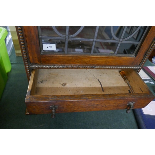 256 - Art Nouveau leaded table cabinet  - Approx size: W: 52cm D: 29cm H: 79cm